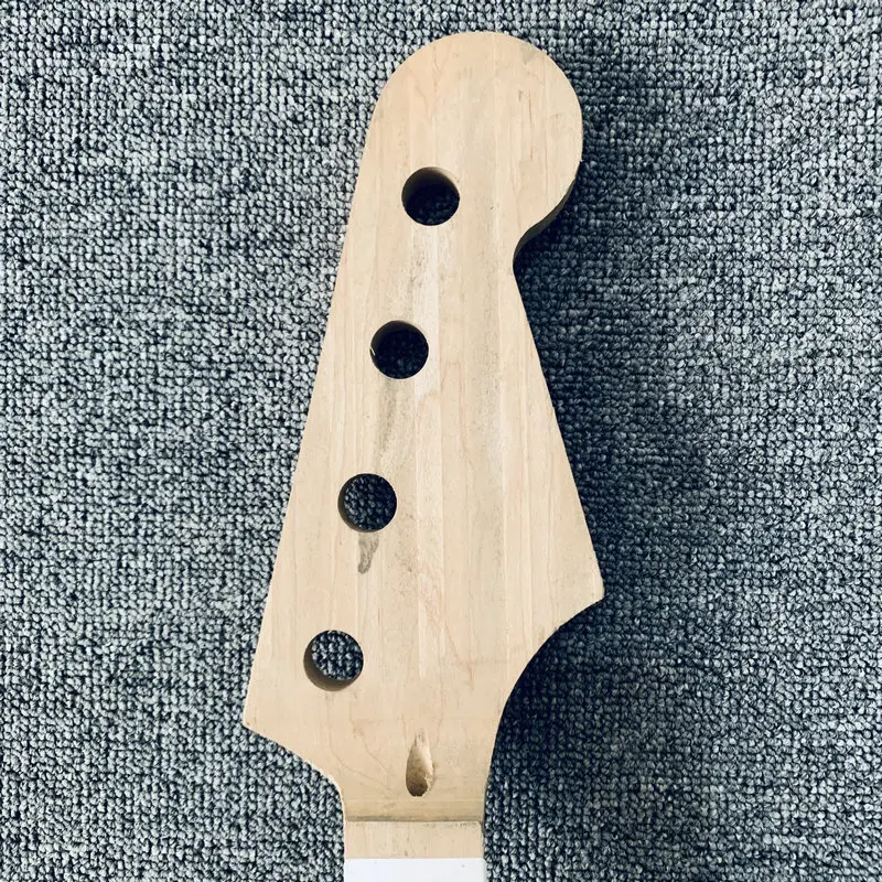 IN780 4 Strings Electric Bass Neck Semi Finishing No Frets Wood Damaged Unpaintted for DIY Replace Back with Rosewood Inlay