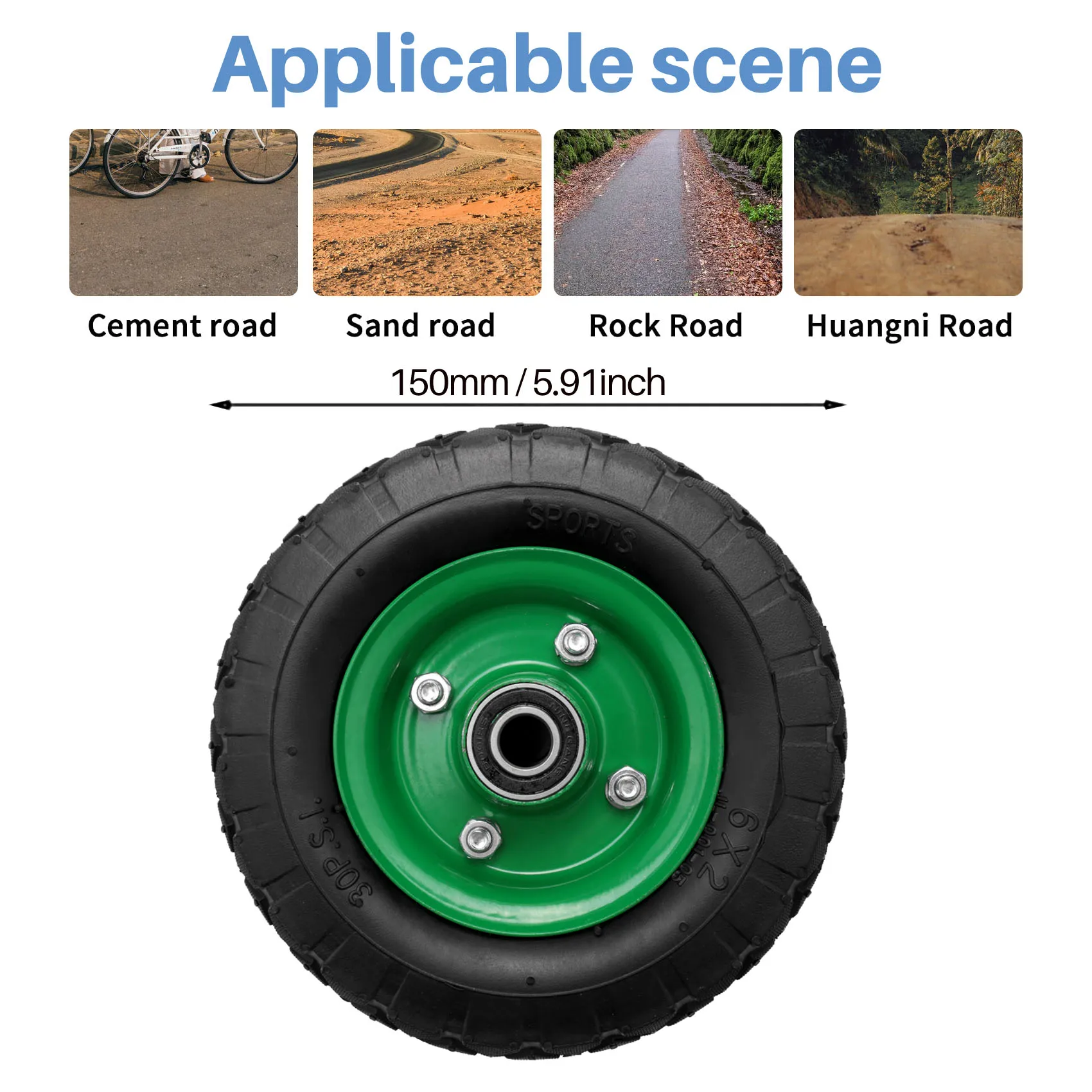 -[33A Tvdae] Inflatable Tire Wear-Resistant 6In Wheel 150Mm Tire Industrial Grade Cart Trolley Tyre Caster 250Kg 36Psi