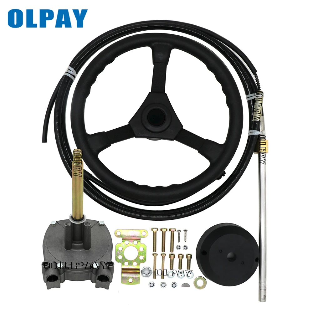 

10 FT Planetary Gear Outboard Engine Boat Marine Steering System With Control Cable and Plastic Steering Wheel