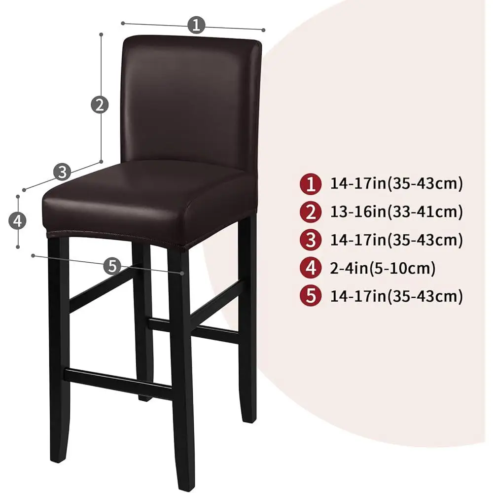 Stretch Waterproof Faux Leather Bar Stool Covers Removable Washable Slipcovers Elastic Protector Dining Room Pub Cafe Counter
