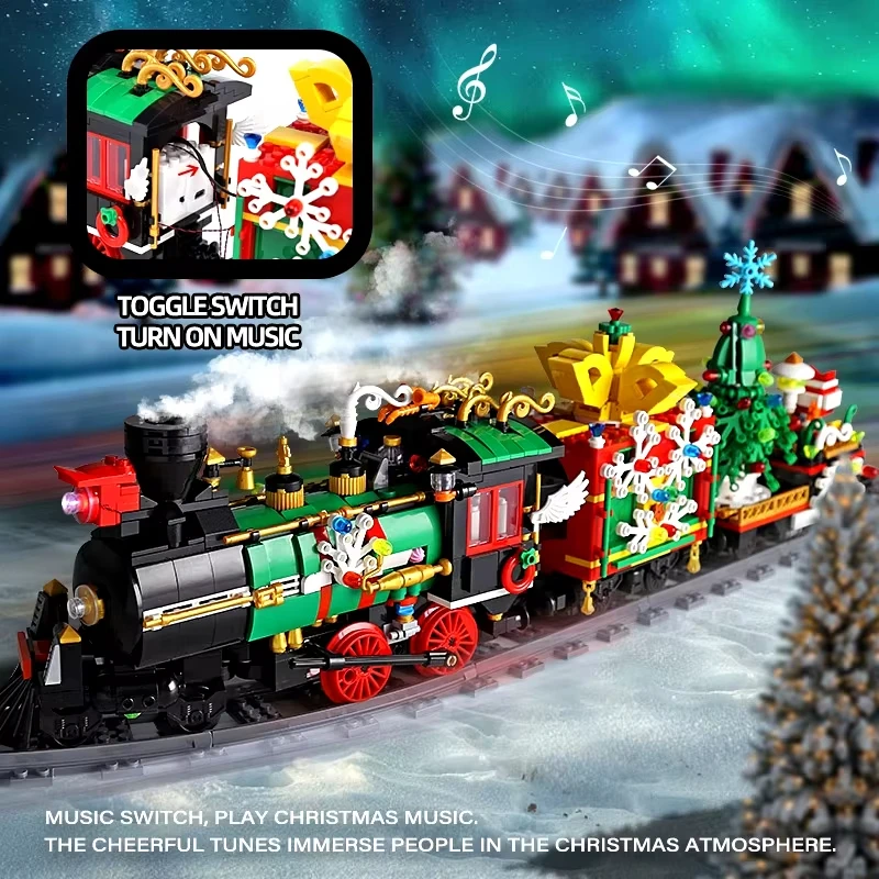 MOULD KING 12012 Technical Train Building Blocks The RC Winter Holiday Model Bricks Puzzle Assembly Toy Christmas Gifts For Kids