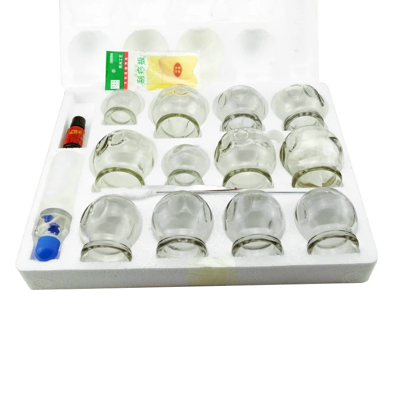 

12pcs Glass Cupping Set with Cotton Balls for Traditional Chinese Therapy Detox Relaxation