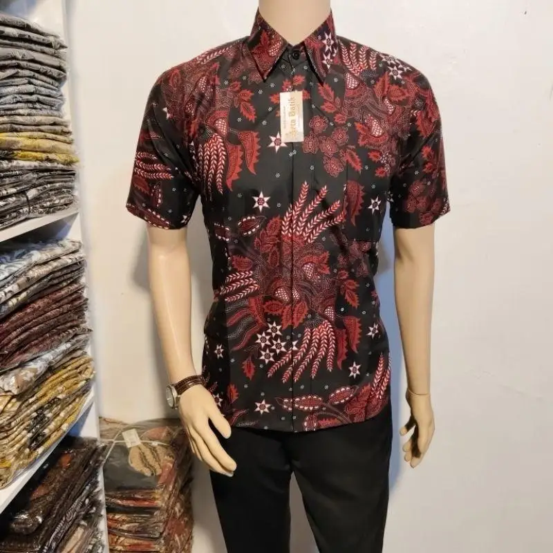 Camicie batik estive 2025 a maniche corte da uomo, taglie Malesia e Indonesia disponibili alla moda musulmana