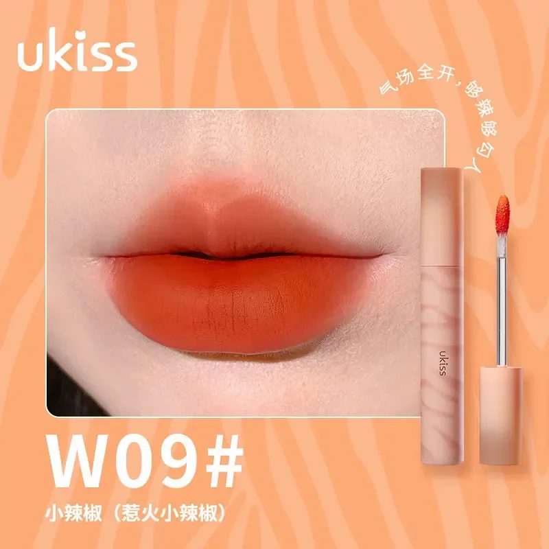 UKISS ลิปกลอสลิปสติกเนื้อแมทกันน้ำติดทนนานสีปากแดงเมคอัพสำหรับผู้หญิงหายากเครื่องสำอางเพื่อความงาม