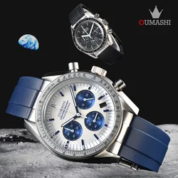 New Vk63 Original Japanese Timing Quartz Watch Men's Watch Panda Multi-Functional Dial Stainless Steel Sapphire Glass Case Watch