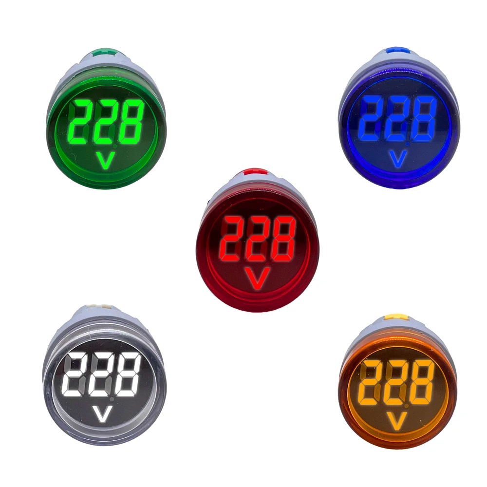 DIY Mini Digital Voltmeter 22mm Round AC 60-500V Volt Voltage Tester Meter Monitor Power LED Indicator Pilot Lamp Light Display