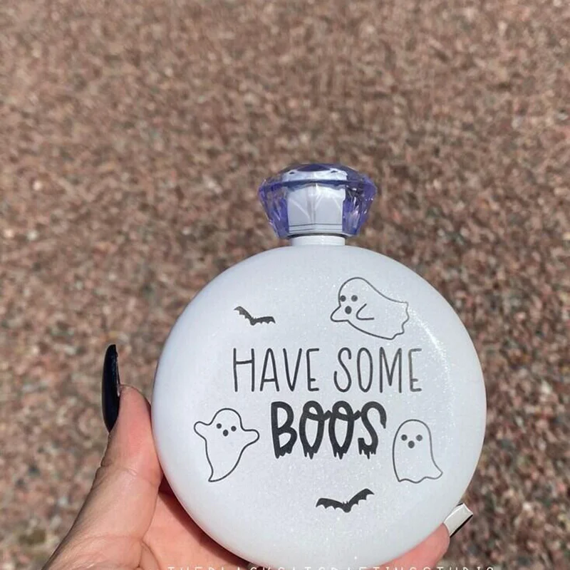 Ghost Skull Horror Flask boyfriend husband Dad Father grandpa Halloween Trick or Treat gift spooky October Fall birthday present