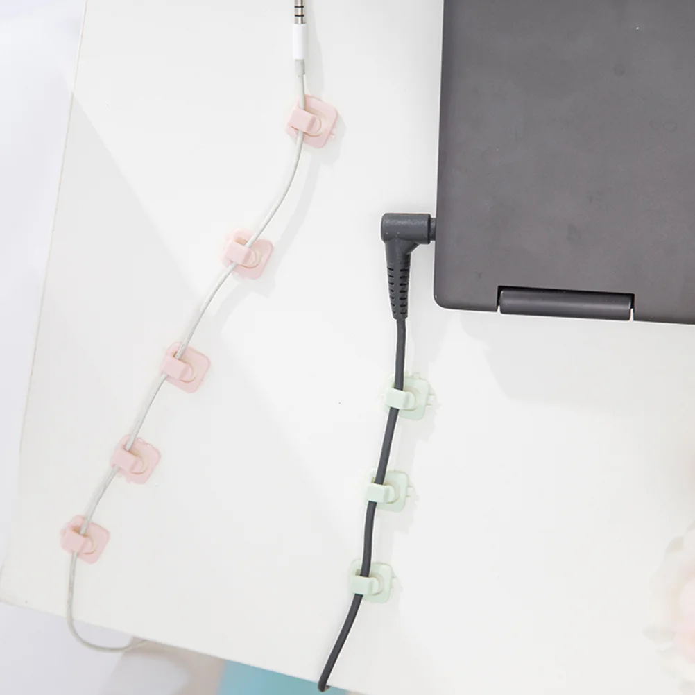 

18Pcs Wire Cord Organizer Self-Adhesive Cable Clips for Tidy Home Office Desk Pink Cord Organizer Clips Cable Management