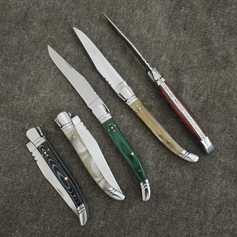 Цвет дерева/смола/ручка из какарты, маленький складной нож во французском стиле, домашние/на открытый кемпинг, карманные ножи для пилинга