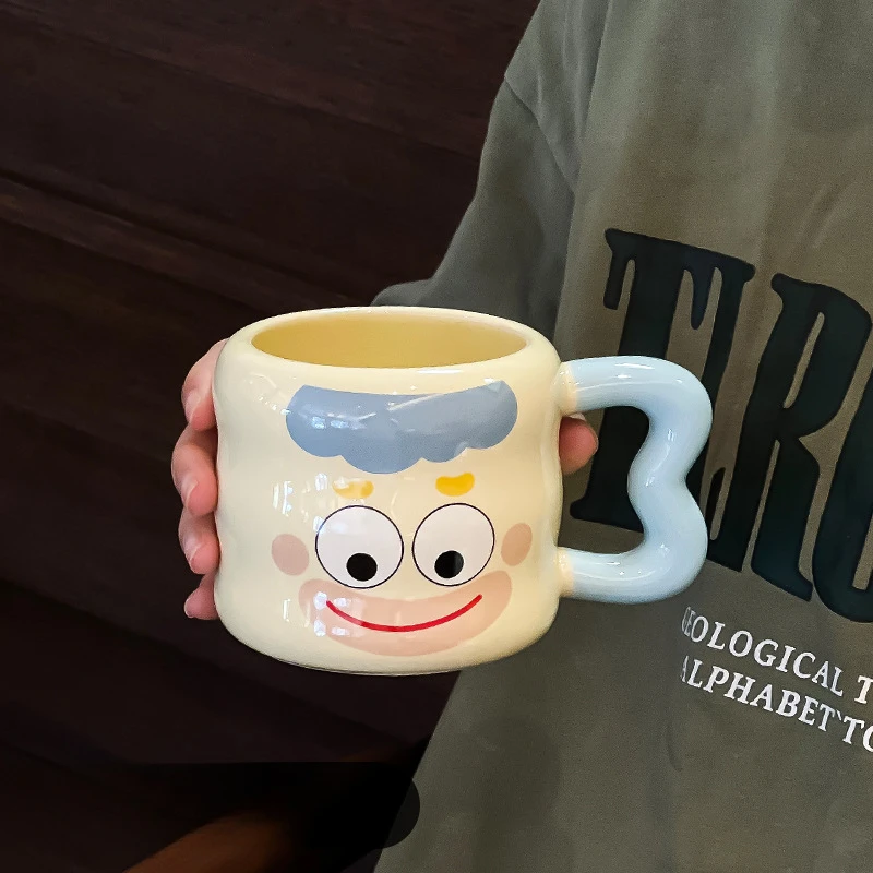 

Creative Clown Ceramic Mug with Spoon&Lid Multi-Expression Design Cute Coffee/Milk Cup for Breakfast Lunch, Unique Ceramic Gift