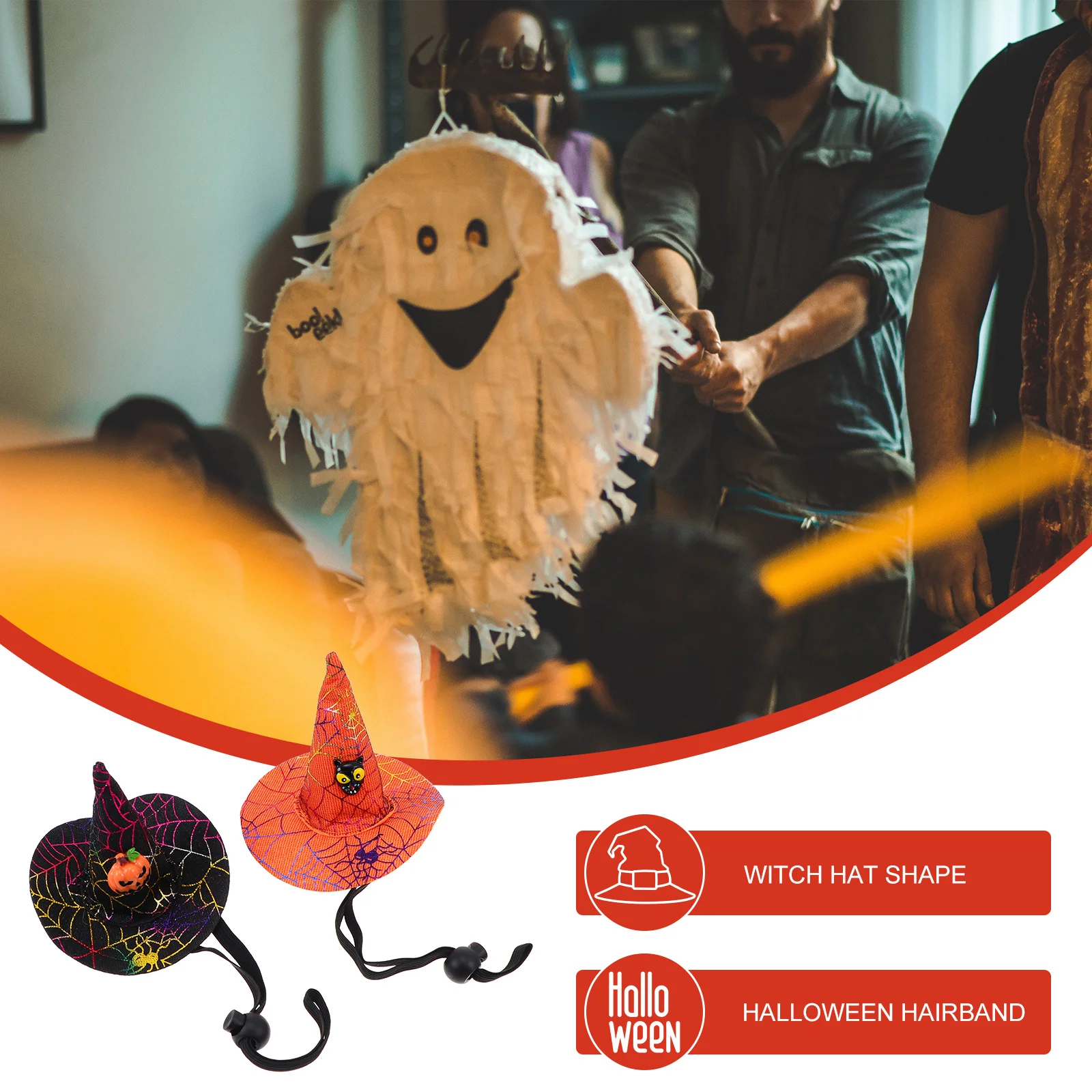 

2Pcs Halloween Themed Pet Witch Hat Headband Festival Pet Headdress Dog Cat Hair Accessory Durable Creative Halloween Decor