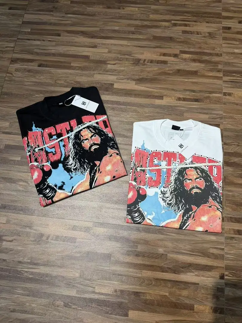 Men Vintage Hustlers Boxer Jesus Graphic T-Shirt Gothic Streetwear Bible Verse Print Short Sleeve Oversized Loose Cotton Tee