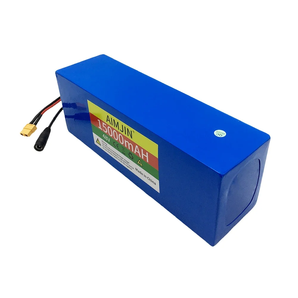 Batterie au lithium pour vélo et scooter électrique, 48V, 15000mAh, 18650, 13S4P, 500W, Compt60 + JST