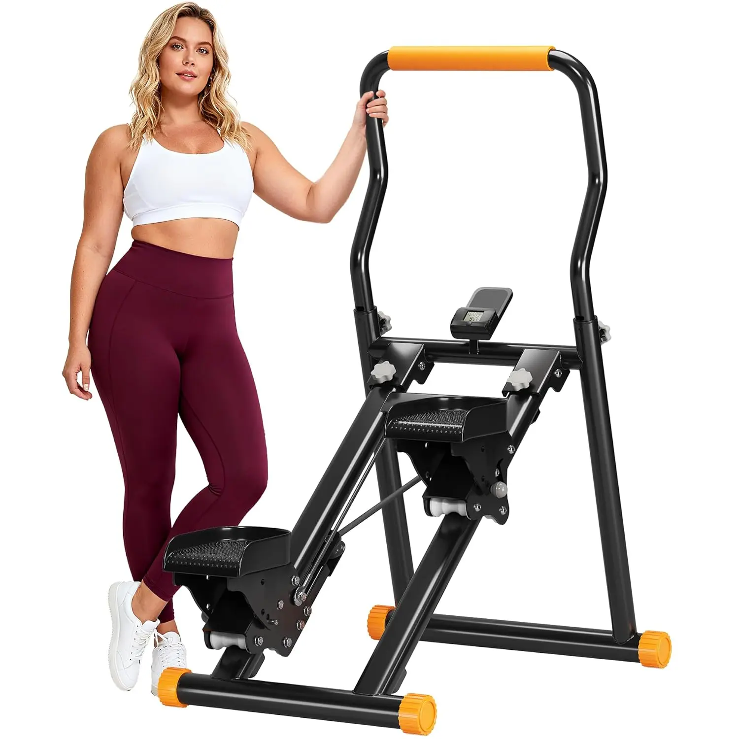 

Тренажер-степпер для домашнего спортзала, складной вертикальный лестничный тренажер с регулируемыми ручками и педалями, кардиотренажер-степпер, настраиваемый под заказ