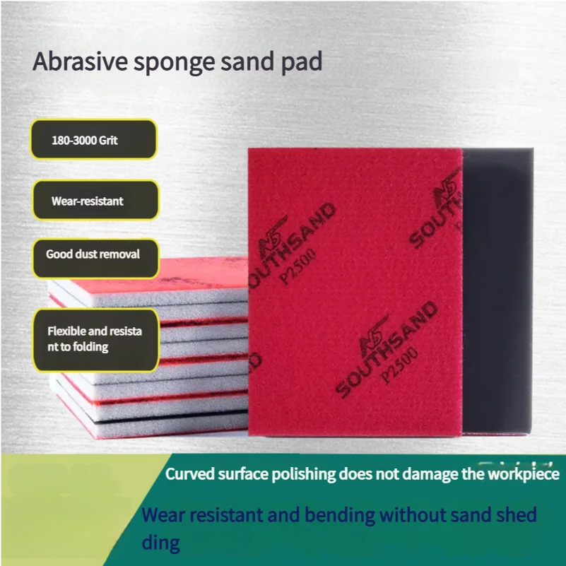 5Pc Wet & Dry Sponge Sanding Pads 70x100mm, 120-3000 Grit, Abrasive Flocking Pads for Metal, Wood, Car, Stone, Plastic Polishing