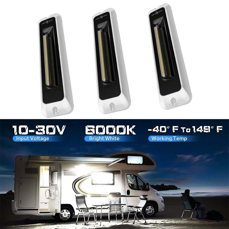 

MICTUNING 6 Inch RV Exterior Porch Light,LED Utility Awning White 6000K Waterproof Aluminum Outdoor Lights For Garden Camper