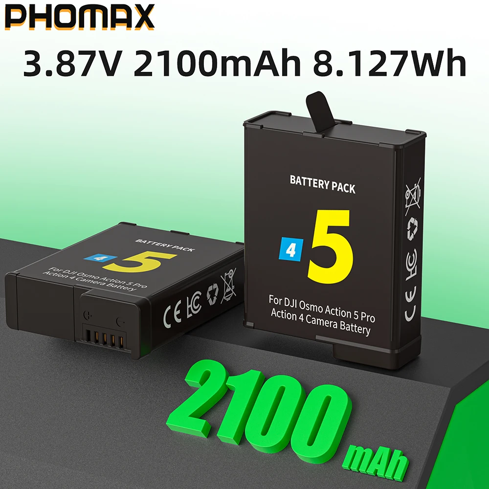 Battery for DJI Osmo Action 5 Pro Camera Batteries 3 Slots Fast Charger 2100mAh Battery For Osmo Action 3 4 5 Pro Accessories