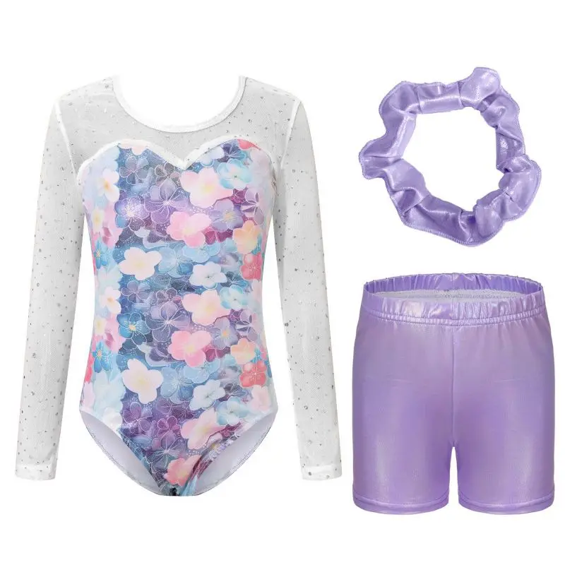 

Детские танцевальные костюмы с длинными рукавами и блестками, трико для художественной художественной гимнастики для детей 5-12 лет, детская танцевальная одежда для соревнований