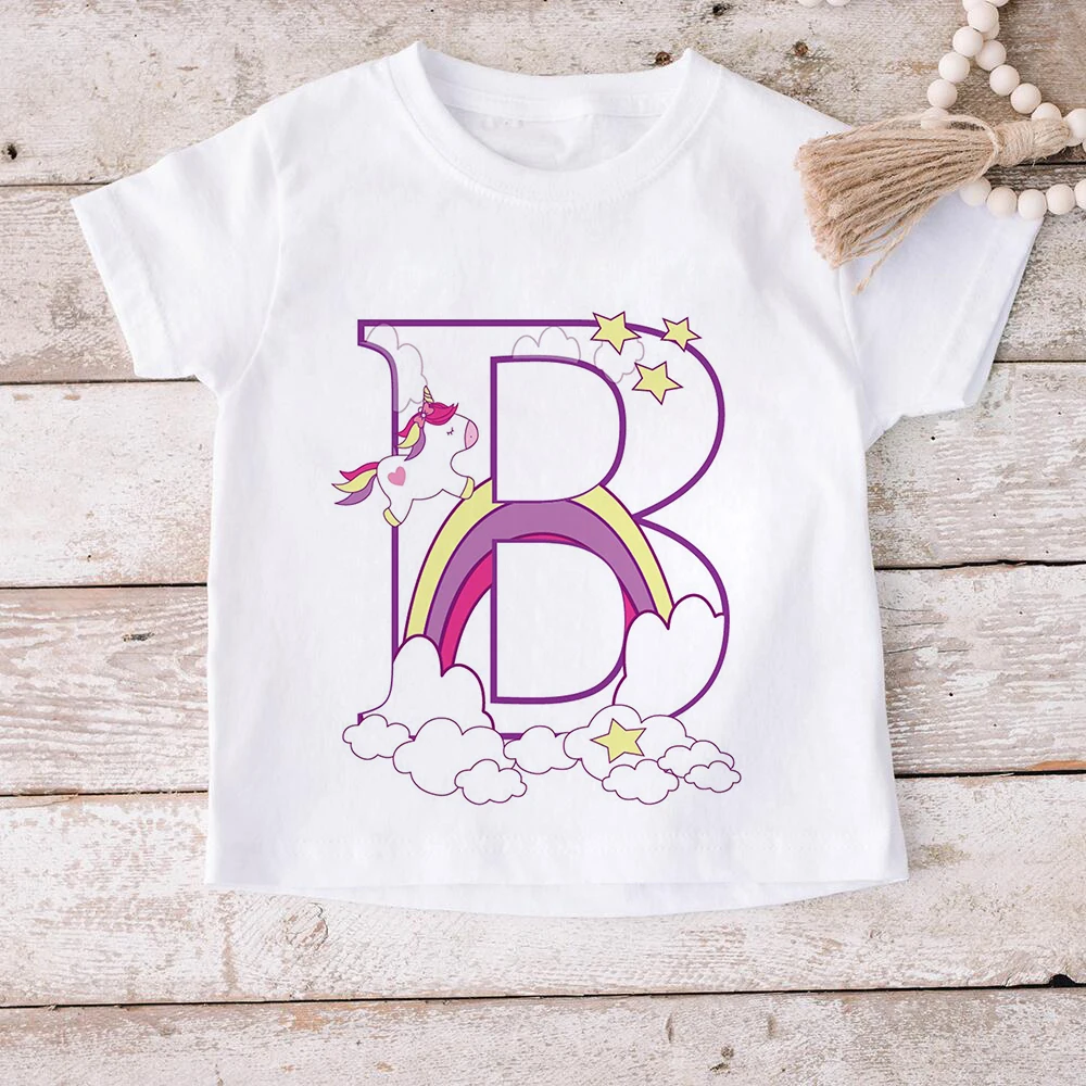 New Cute Summer T-Shirt Number Unicorn 2 3 4 5 6 7 8 9 Happy Birthday Gift T Shirt Baby Girls Boys Clothes Unisex Tshirt Tee Top