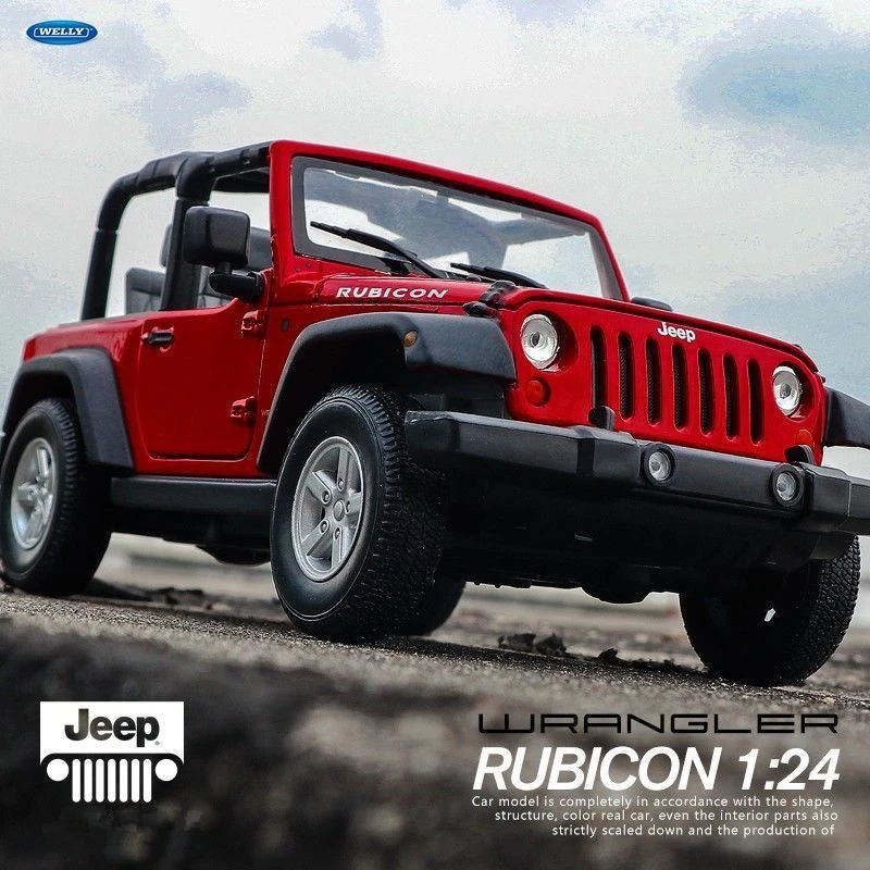 

Модель автомобиля WELLY 1:24 Jeep Wrangler Rubicon из сплава, литая и игрушечная металлическая модель внедорожника, модель автомобиля, высокая имитация детских подарков