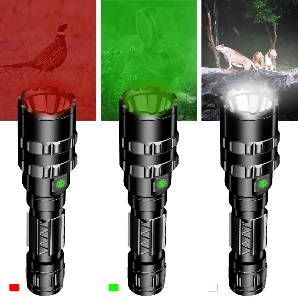 Powerful L2 LED Flashlight USB Rechargeable Flashlight White/Red Light Emergency Flashlight Waterproof Torch Tactical Flashlight