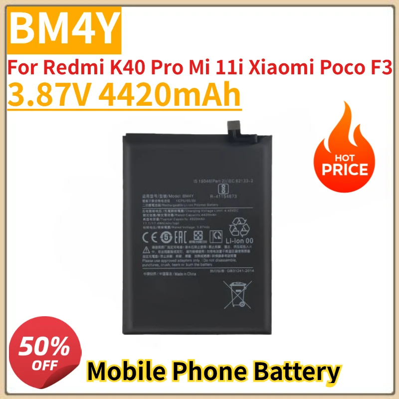 

New High Quality 3.87V 4420mAh BM4Y Battery For Redmi K40 Pro Mi 11i Xiaomi Poco F3 battery