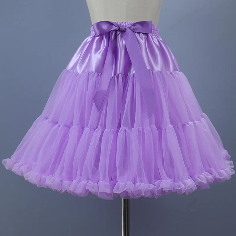 Women's Elastic Waist Petticoat Puffy Tutu Tulle Skirt Princess Ballet Dance Pettiskirts Underskirt