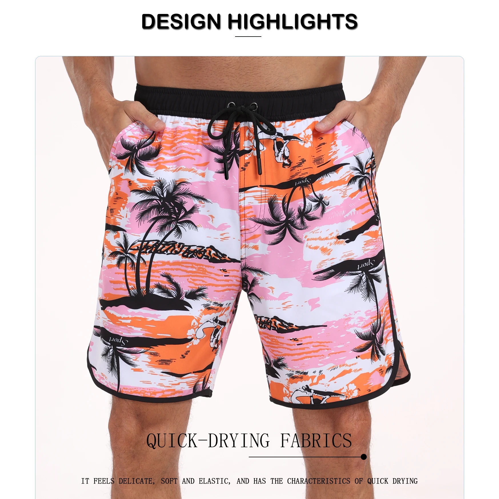 Summer men's hot selling beach pants, casual vacation printed men's pants, comfortable and breathable street clothing