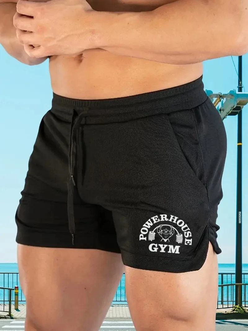 New Men's quick drying breathable printed sports shorts, fitness running shorts, outdoor training shorts, fitness shorts