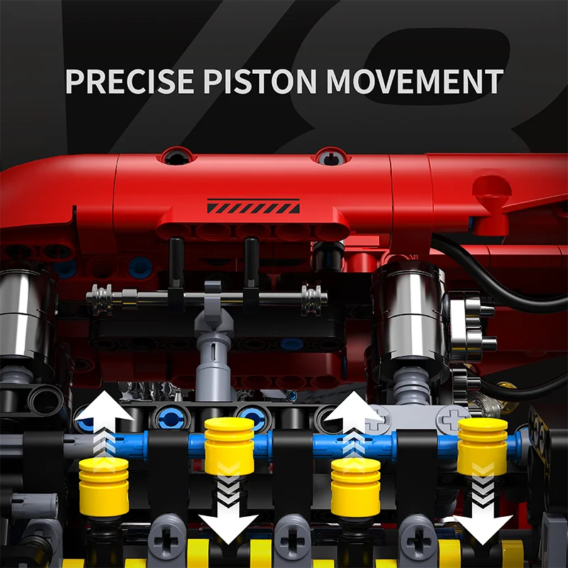 1370 pezzi di blocchi di costruzione V8 modello di motore turbo kit meccanico motorizzato STEM giocattolo di apprendimento regalo di Natale adulti bambini