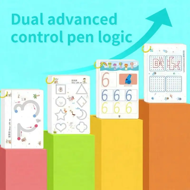 DXAB 어린이 추적 통합 문서 재사용 가능한 글쓰기 도면 교육 그림책 펜 제어 연습 카드
