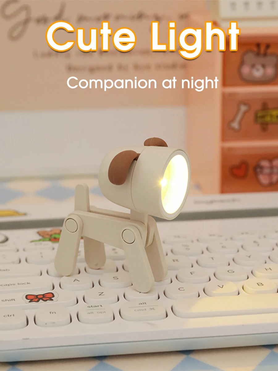 Mini Led Dog Night Light Cute Small Phone Holder Dog Lamp Mini Foldable Desk Lamp Portable Reading Table Night Light