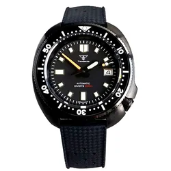 20ATM Tandorio 44mm Black PVD NH35A Movement Auto Mechanical Luxury Mens Watch Sapphire Glass Lume Date C3 Hands Rubber Strap