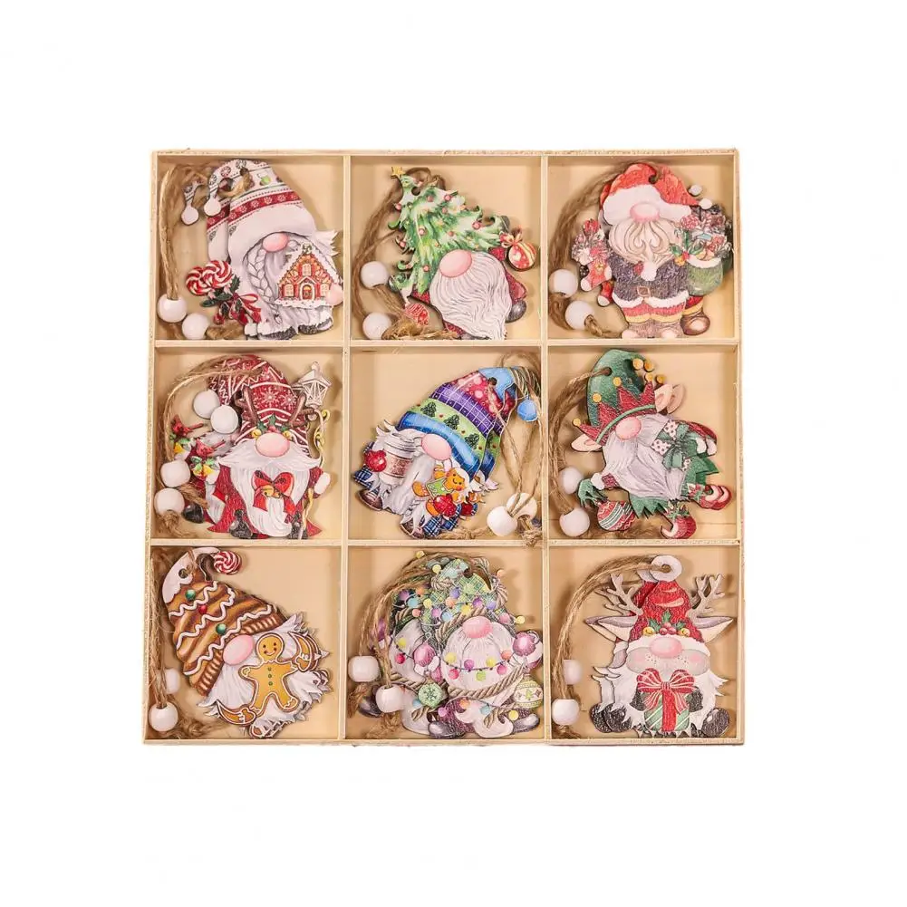 

Christmas Wooden Ornaments Cartoon Christmas Pendants Colorful Wooden Doll Christmas Ornaments 18-piece Set with for Holiday