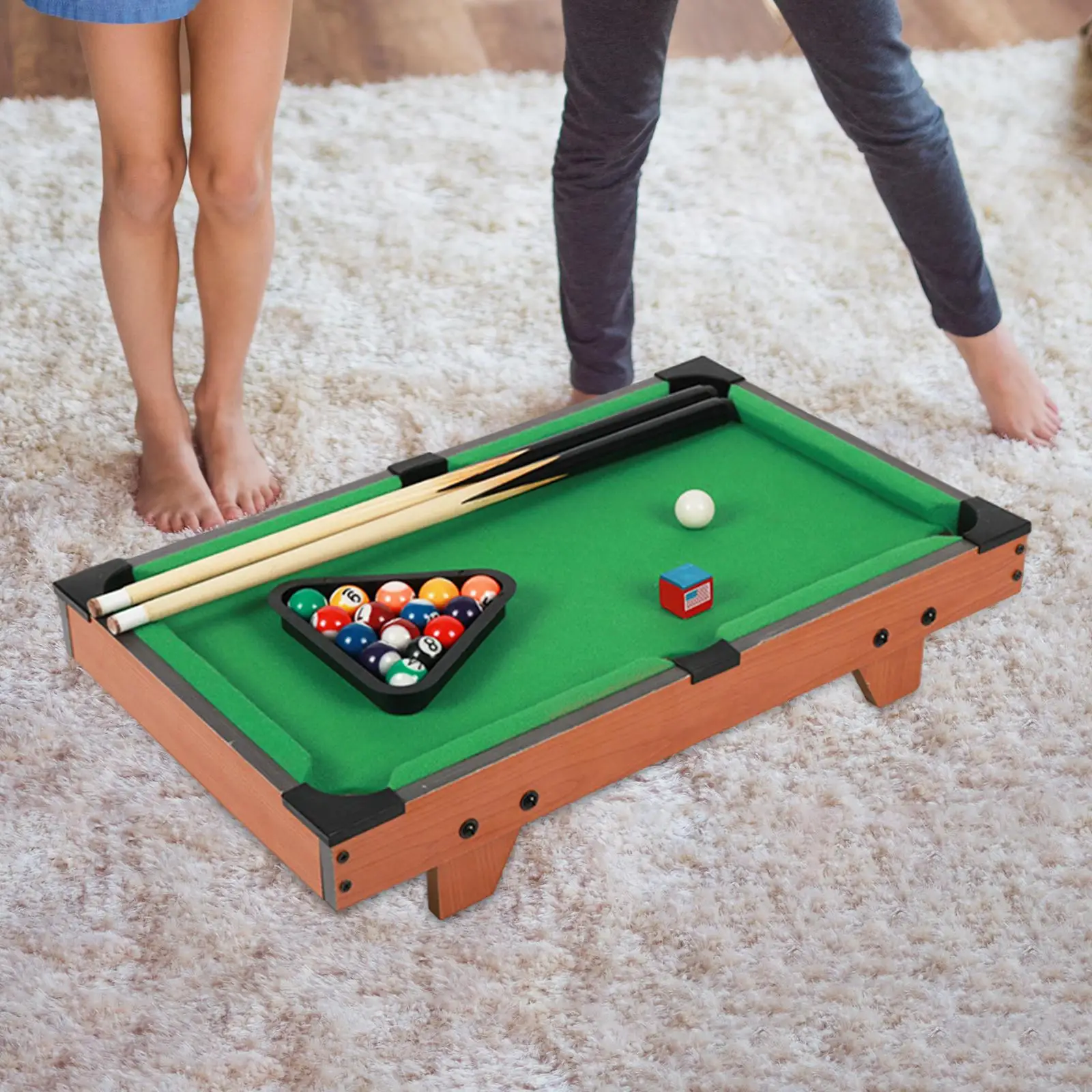 Kids Pool Table Set Game Toy Leisure Practical Gift Billiard Cues with Balls Mini Tabletop Billiards Table for Kids Children