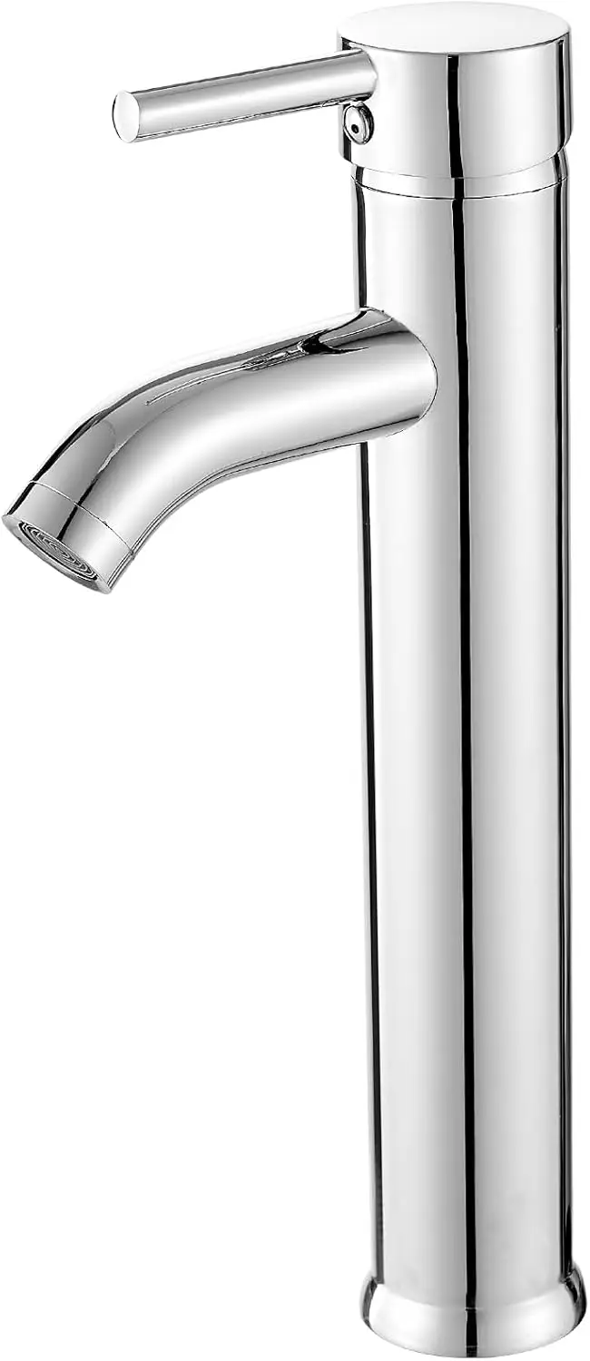 

Modern Chrome Tall Body Single Handle Bathroom Vessel Sink Faucet, One Hole Basin Mixer Tap for Lavatory