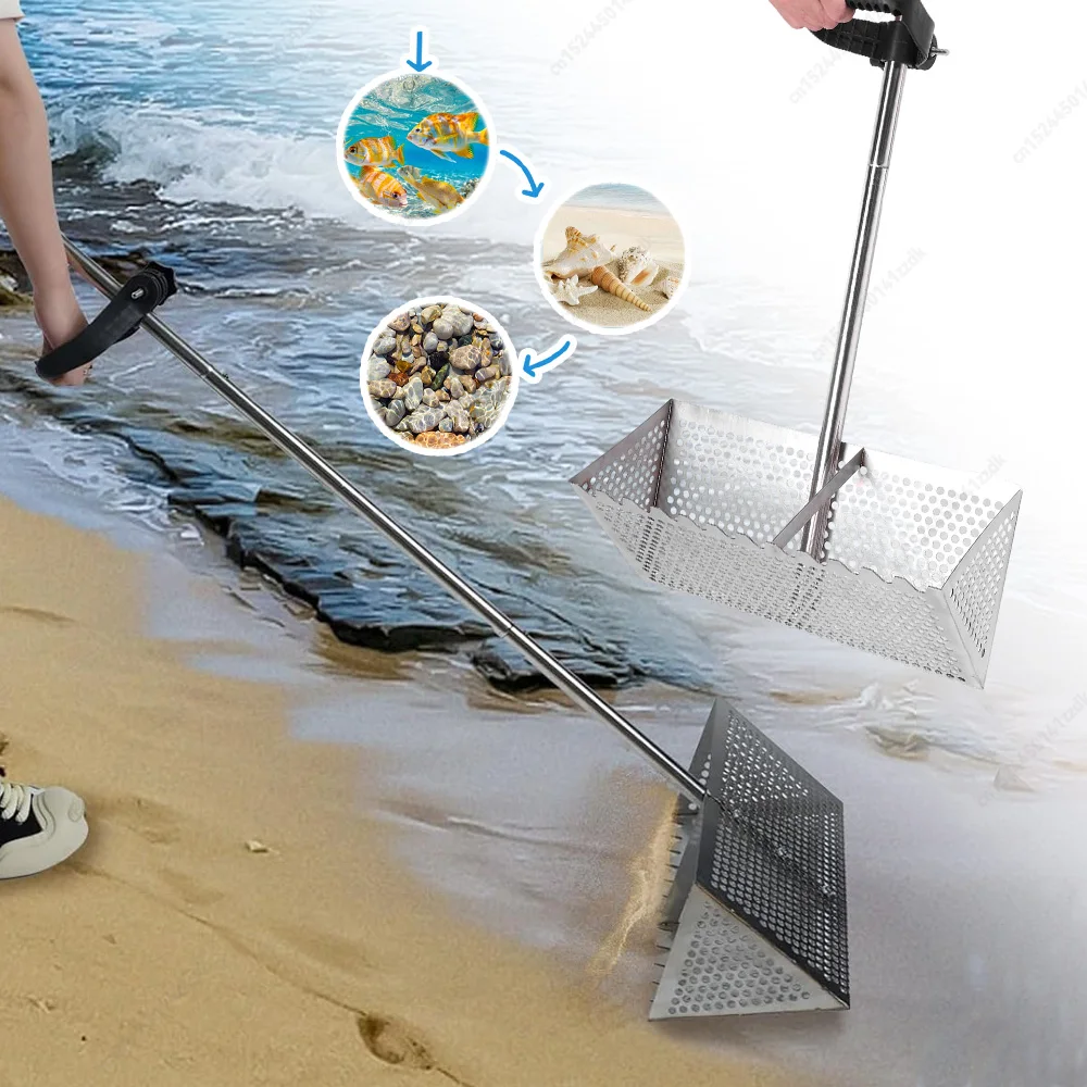 

Складная лопатка для песка из нержавеющей стали с сеткой «Акулья зубья», антикоррозийная, для сбора морепродуктов и копки на пляже