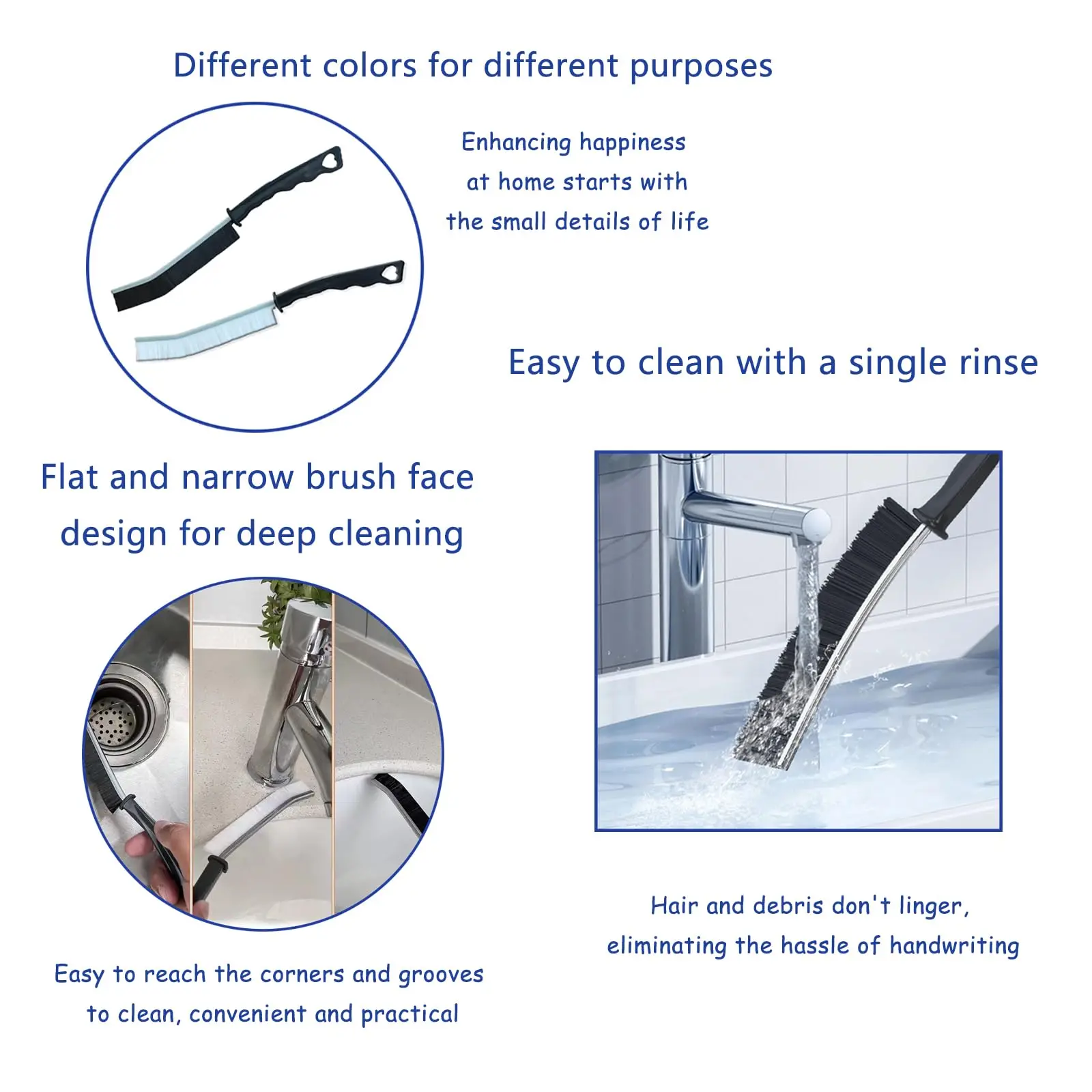 Crevice Cleaning Brush Gap Corner Brush Tile Scrubber Grout Brush Hard Bristles Thin Brush for Kitchen Sink Bathroom Shower Tile