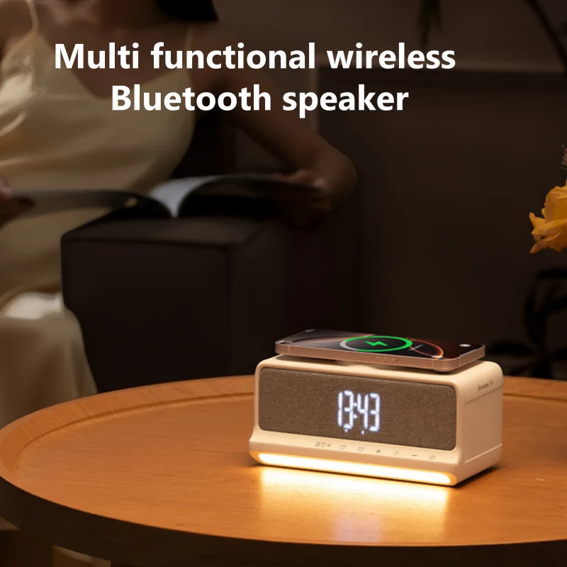 

Multi-function LED Alarm Clock Mobile Phone 15W Wireless Charger Bluetooth Speakers Portable Night Light White Noise Soundbar