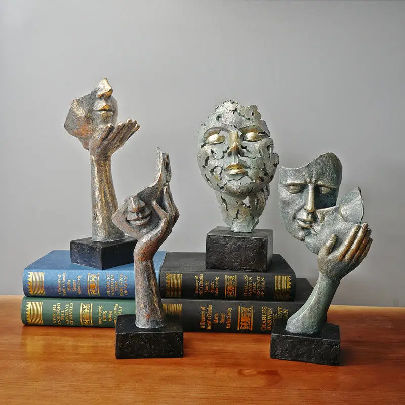 

Креативная художественная человеческая маска премиум-класса, декор из смолы для офиса, дома, винного шкафа, гостиной, бара