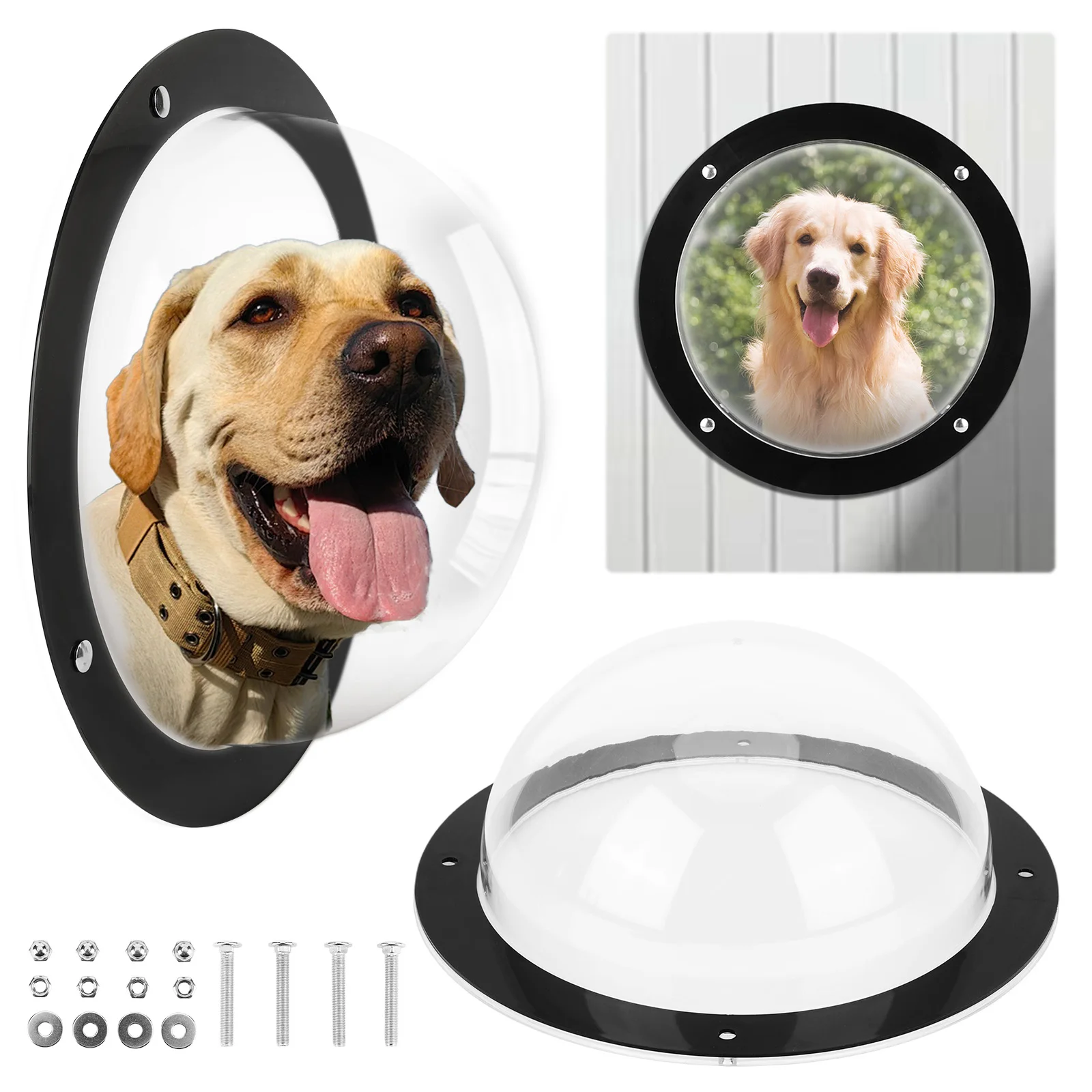 

NEW Dog Fence Window ClearAcrylic Dome View Dog Porthole Window Pet Peek Window for Doggie/Cat/Horse Outside Playground Garden