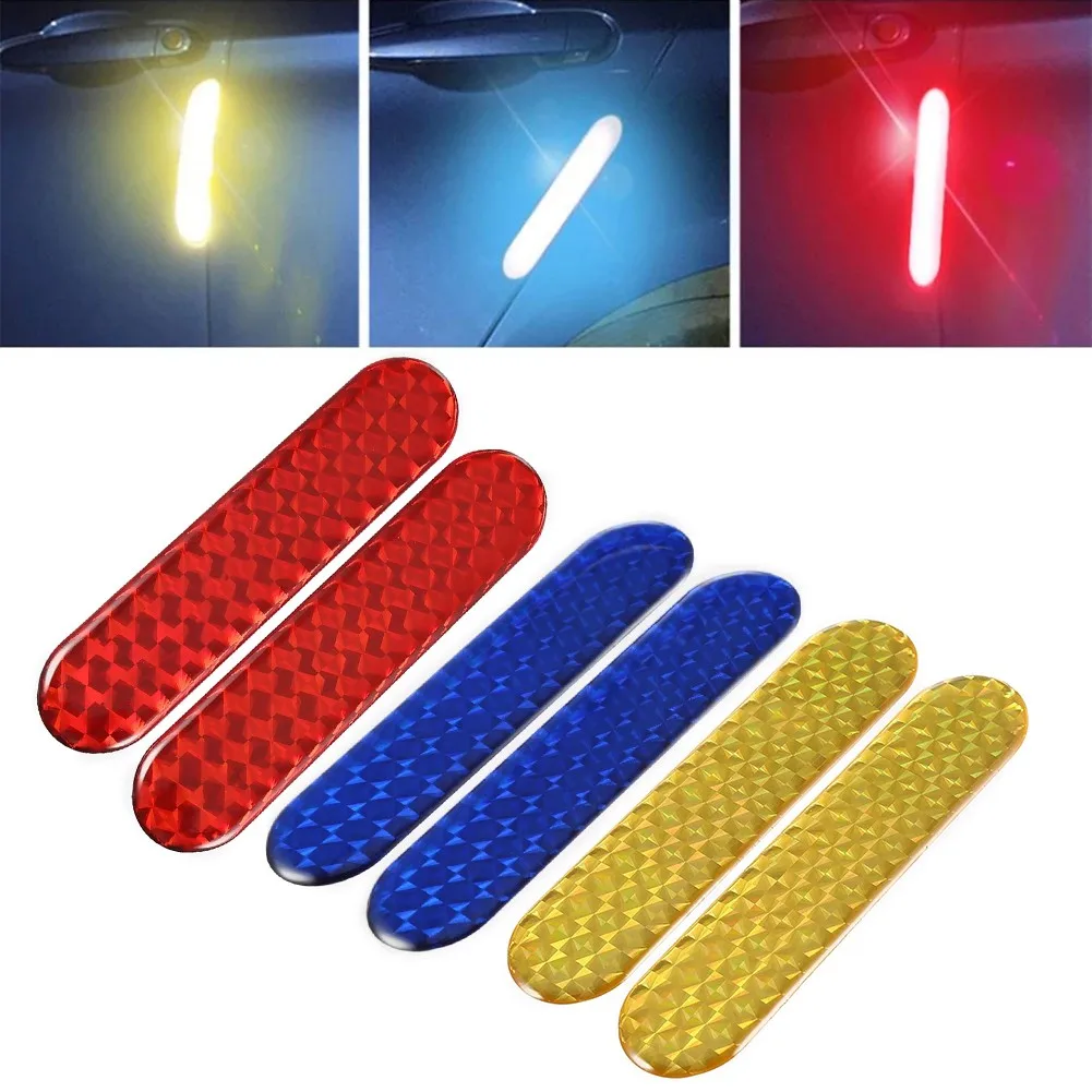 2PCS Universal Auto Car Door Open Sticker Reflective Tape Safety Warning Decal Can Reflect In The Dark And At Night Car Sticker