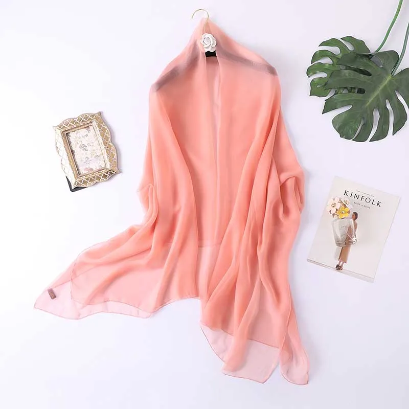 Korean Solid Color Thin Long Chiffon Sunscreen Shawl Sexy Gauze Sun Beach Towel Women Summer Air Conditioning Ice Silk Scarf