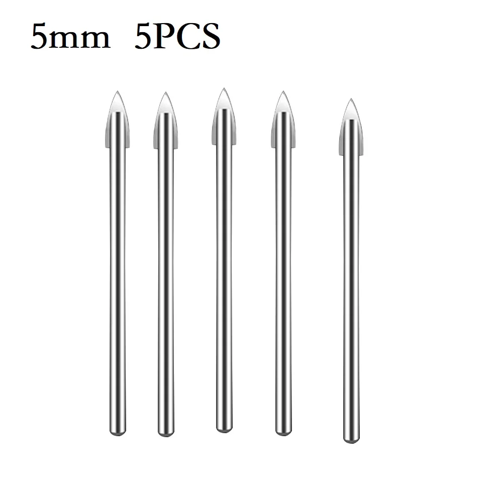 5PCS 3-12mm Glass Drill Bit Tungsten Carbide Tipped For Ceramic Tile Cutter Tool Spear Head Ceramic Tile Marble Mirror Drill Bit