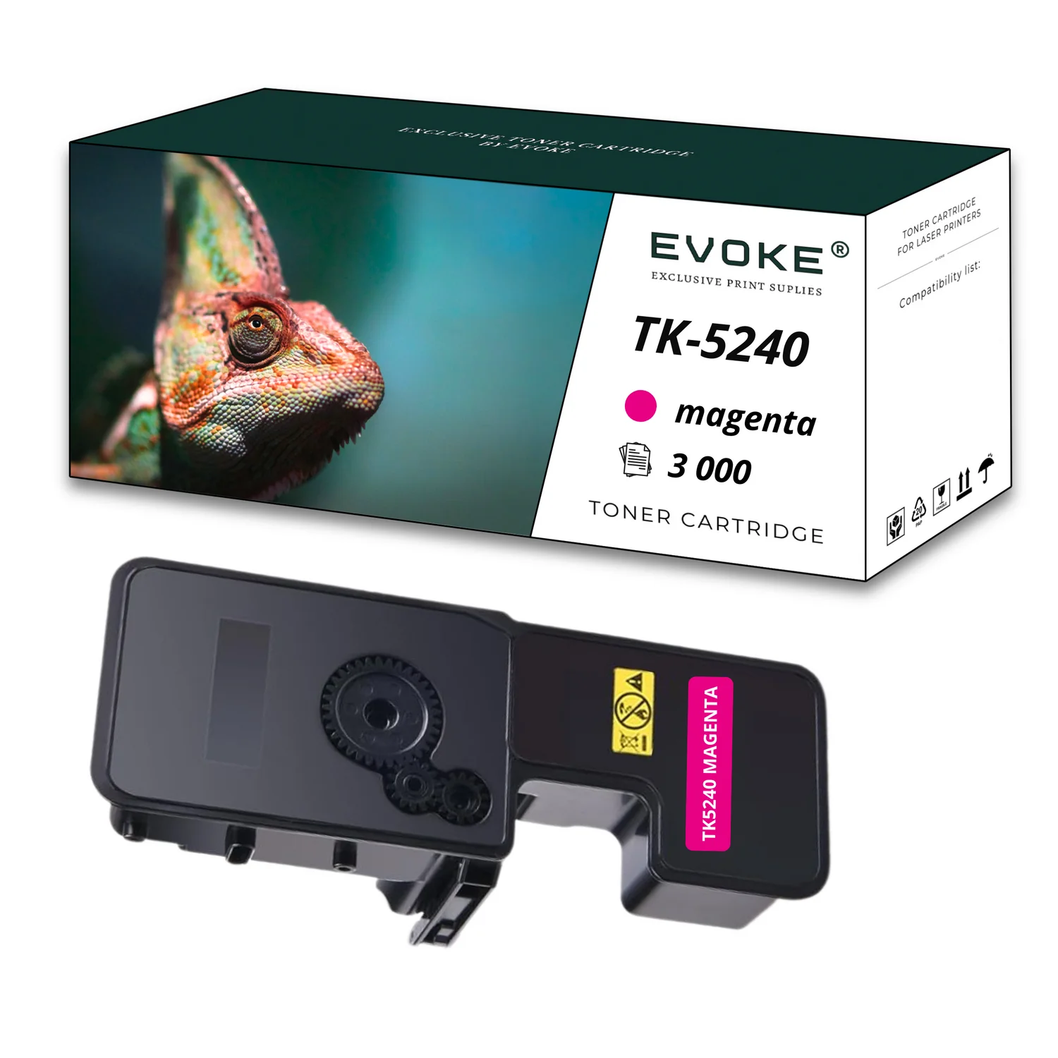 Evoke Compatibele Toner voor Kyocera Tk-5240M Tk5240M Tk-5240 Tk5240 Magenta 3000 Pagina's Ecosys M5526Cdn M5526Cdw P5026Cdn P5026Cdw