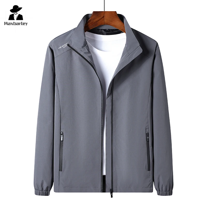 2024 Spring and Autumn New Jacket Men's Business Casual Solid Color Collar Windproof Jacket Fashionable Daily Breathable Coat