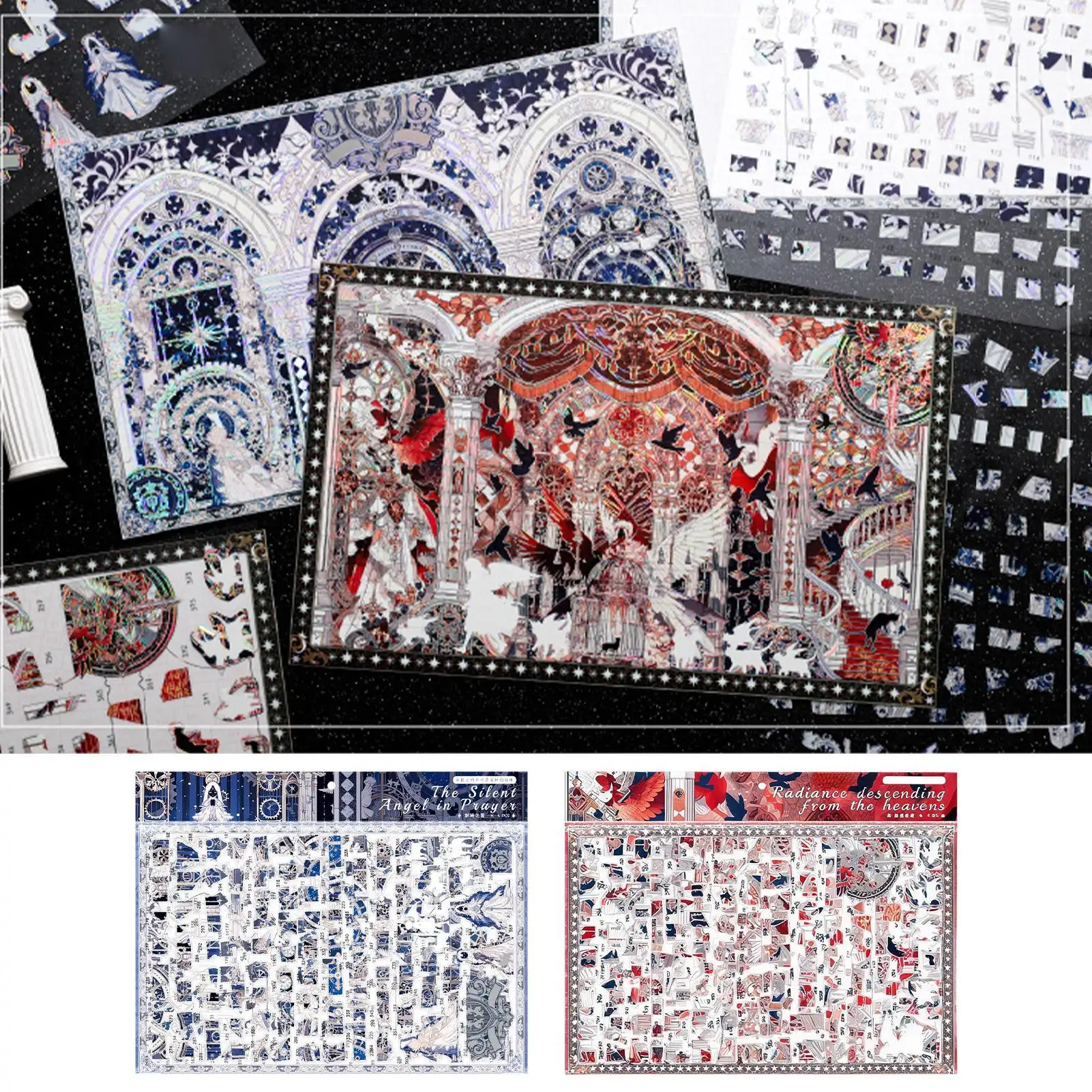 Kids Sticker By Number 4-Sheets DIY Craft Art Mosaic Hologram Foil Decoration Sticker Mosaics For Relaxation Mindfulness DIY