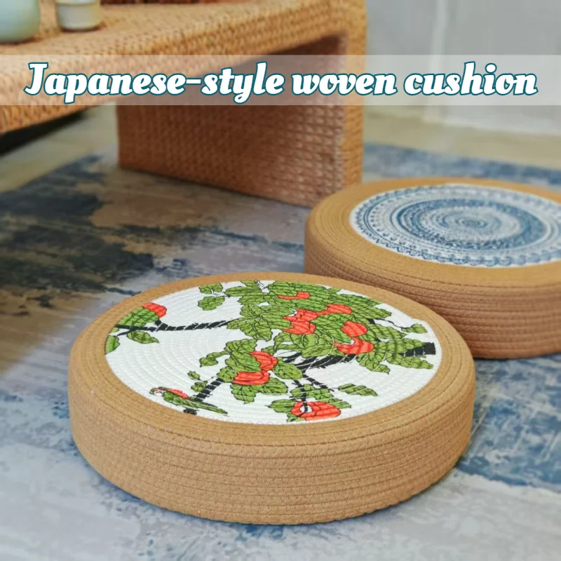 

Japanese Hand Woven Round Floor Cushion 40/45/50cm Straw Tatami Seat Pad Thick Meditation Mat for Home Yoga Temple Zen Decor