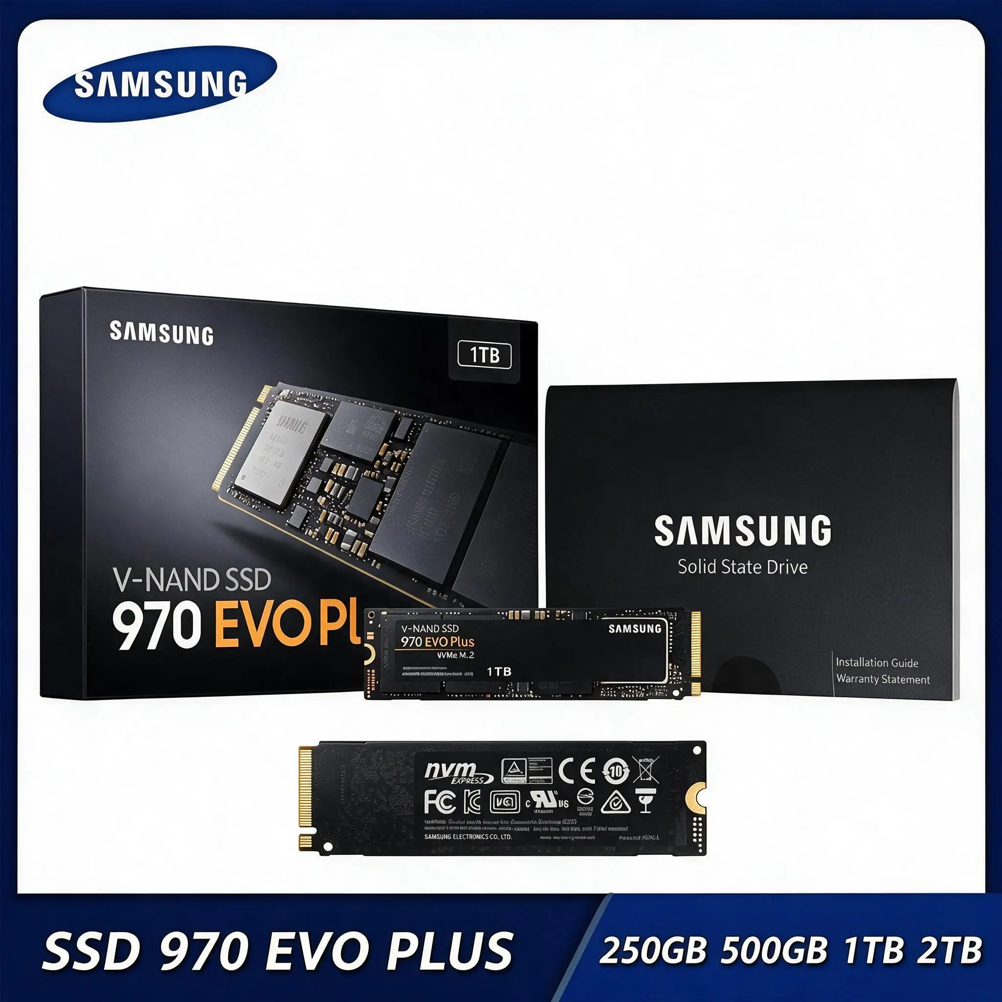 SAMSUNG 970 EVO Plus 500GB 1TB NVMe M.2 2280 Internal Solid State Drive HDD Hard Disk for Laptop Desktop Disco Duro Sólidos SSD