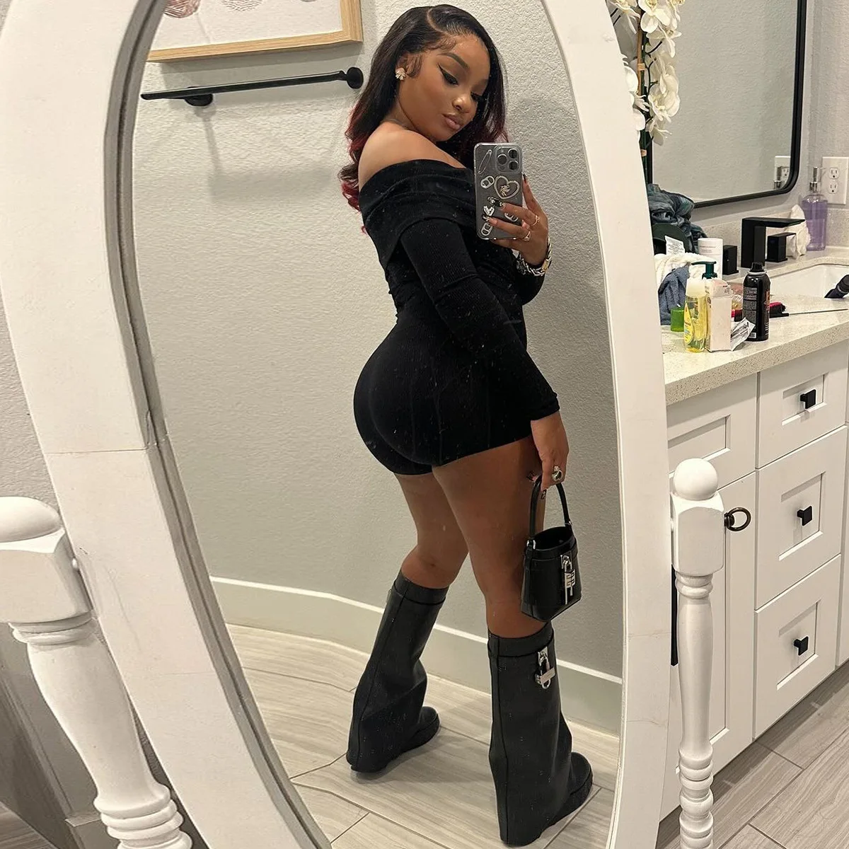 2025 Autunno Nuovo Sexy One-word Collare Off-the-spalla a maniche lunghe lavorato a maglia Tuta casual Macacao Feminino Longo Elegante